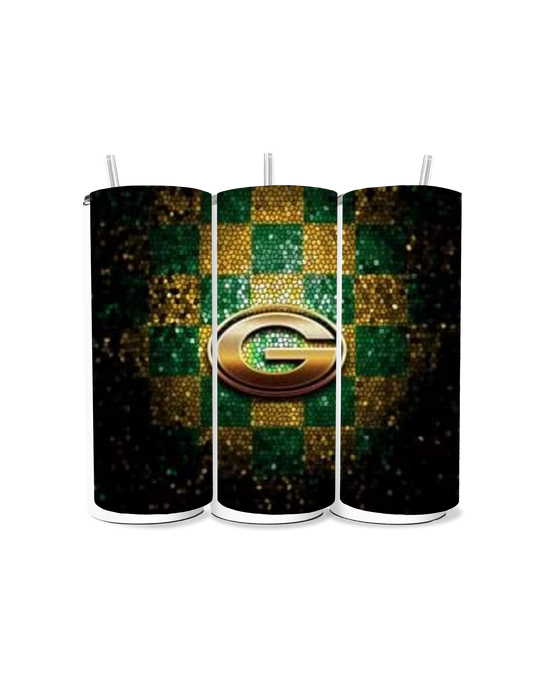 🏈💚💛 Game Day Glam 20oz Tumbler – Green & Gold Vibes 💛💚🏈
