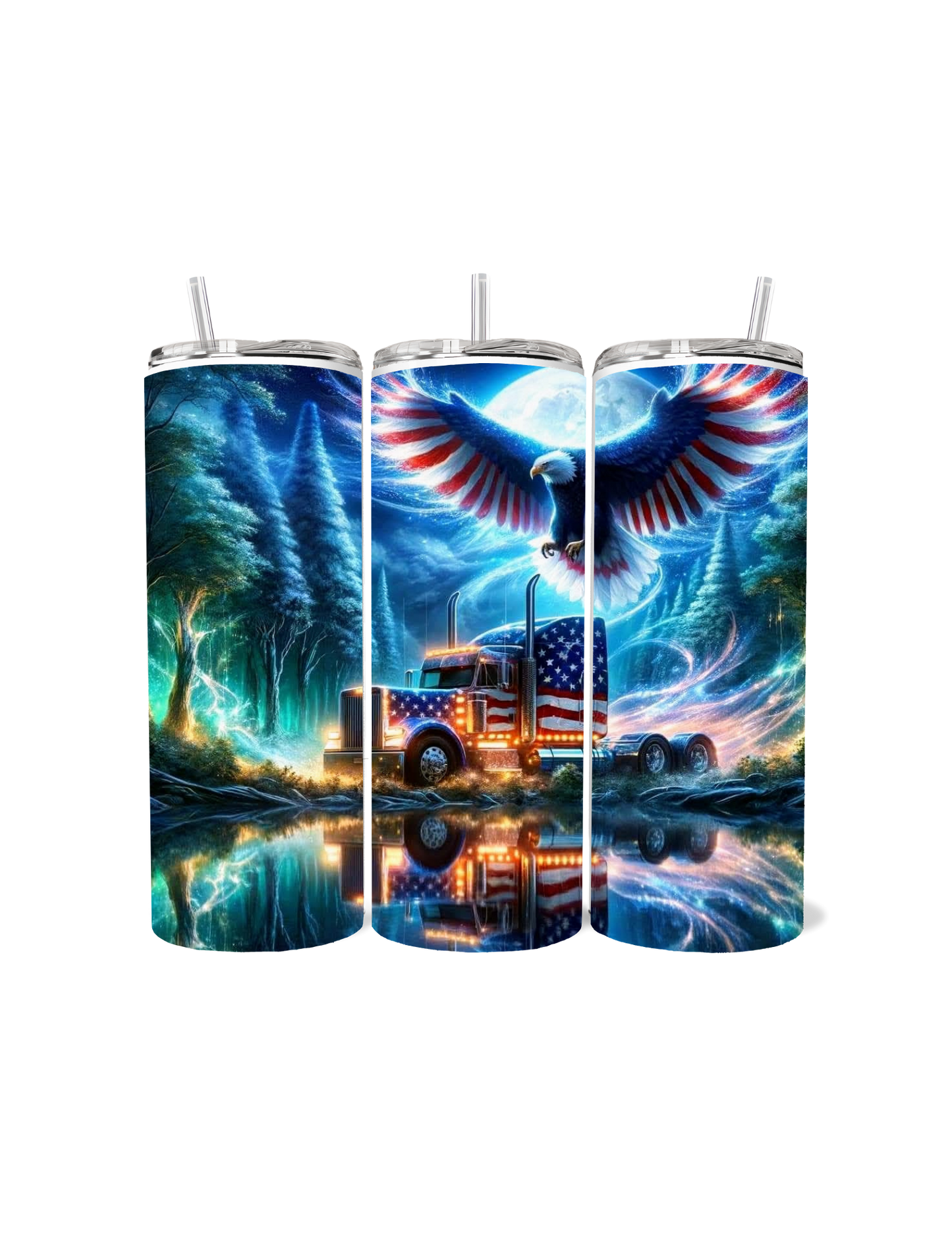 🇺🇸🦅 American Pride Trucker 20oz Skinny Tumbler! 🚚✨